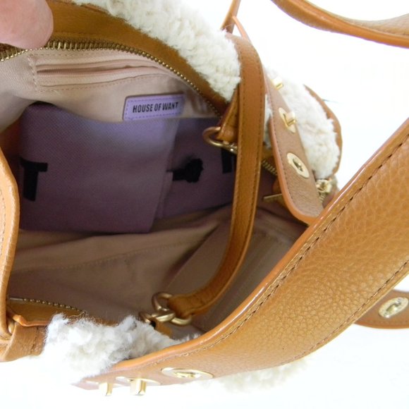 House of Want HOW We Are Dynamic Top Handle Satchel SHEARLING/TAN - Picture 6 of 8
